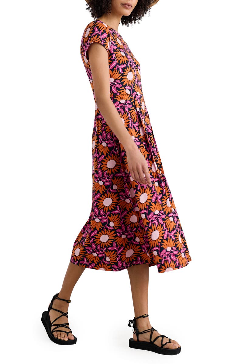 Seasalt Cornwall Wild Bouquet Jersey Print Midi Dress, Alternate, color, Bold Sunflower Maritime