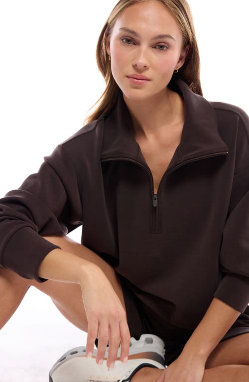 Zella Ultra Soft Scuba Half Zip Pullover In Brown Mole