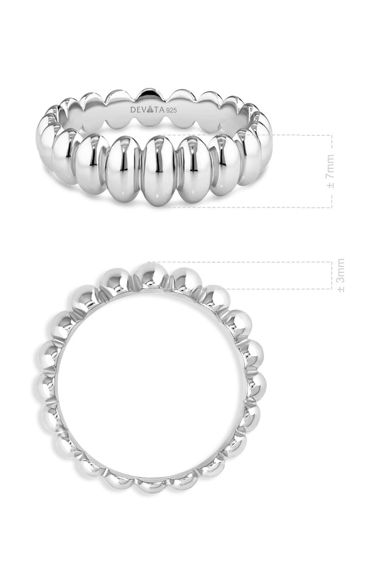 DEVATA Puffy Ribbed Ring in Rhodium Plated Sterling Silver, Alternate, color, Silver