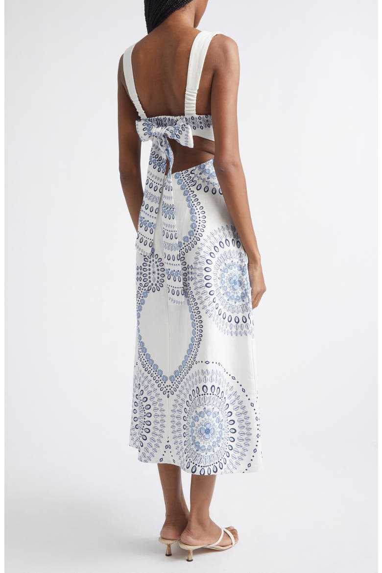 Addison Shell Print Linen Midi Dress, Alternate, color, IVORY/ BLUE