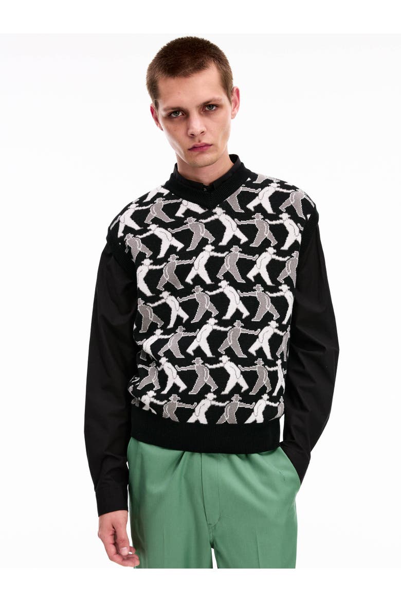 Tag-A-Long Knitted Vest, Alternate, color, Black