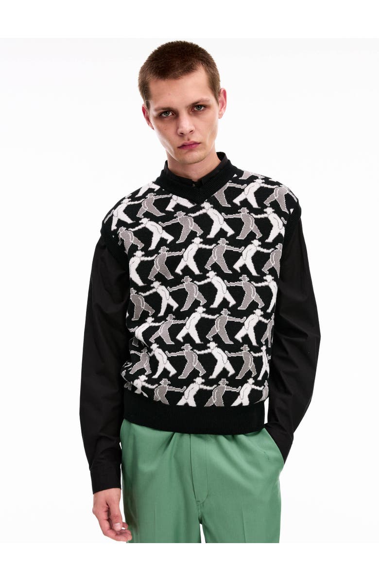 vowels Tag-A-Long Knitted Vest, Alternate, color, Black