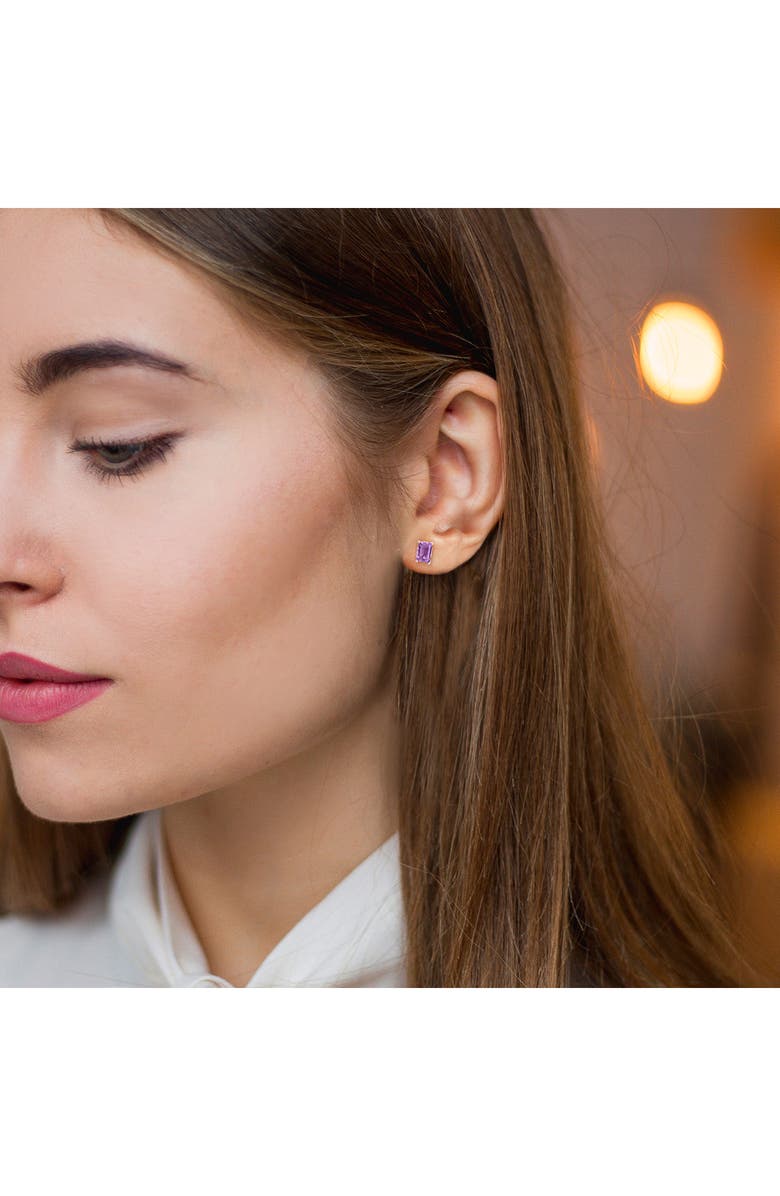 DELMAR Amethyst Octagon Stud Earrings, Alternate, color, Purple