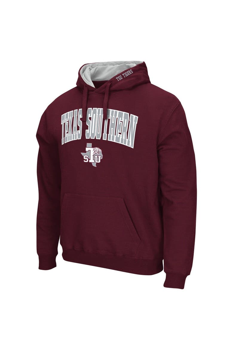 Men's Colosseum Maroon Texas Southern Tigers Arch & Logo 3.0 Pullover Hoodie, Alternate, color, Maroon