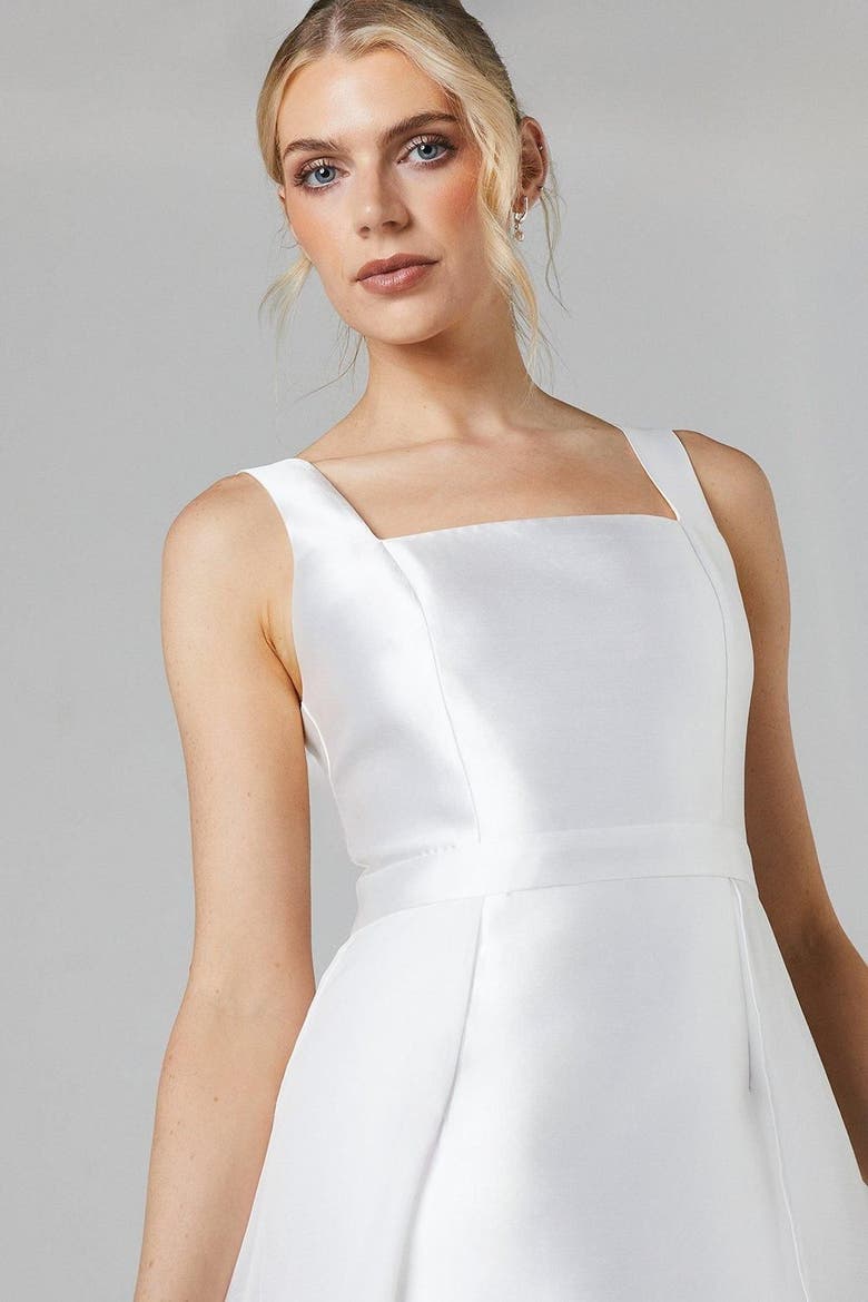 Twill Mini Wedding Dress, Alternate, color, Ivory