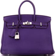 Pre-Owned Hermes Birkin Handbag Purple Togo with Palladium Hardware 25