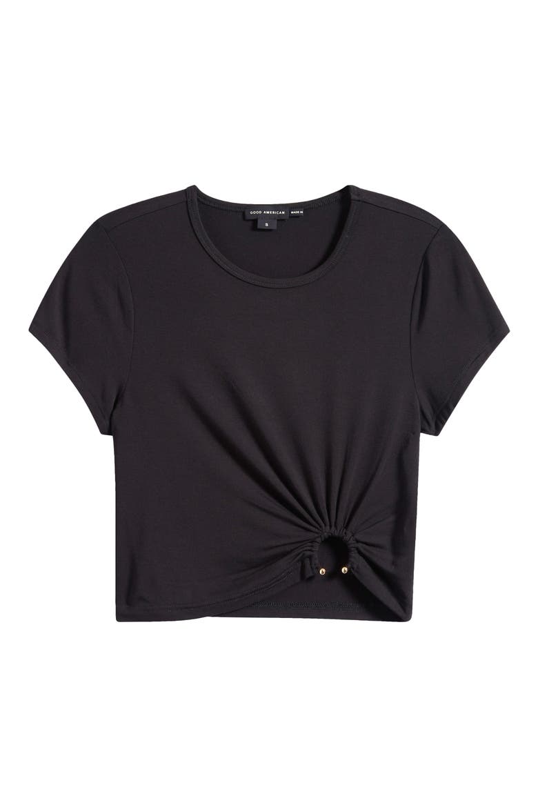 Metal Ring Jersey Crop Top, Alternate, color, BLACK001