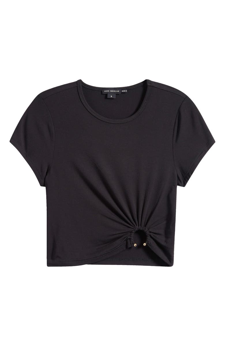 Good American Metal Ring Jersey Crop Top, Alternate, color, Black001