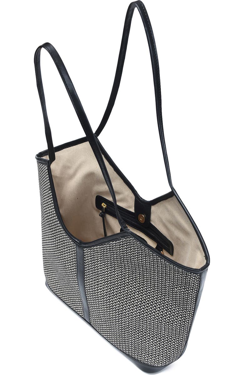 Jelavu Liliana Woven Raffia & Leather Tote Bag, Alternate, color, Black