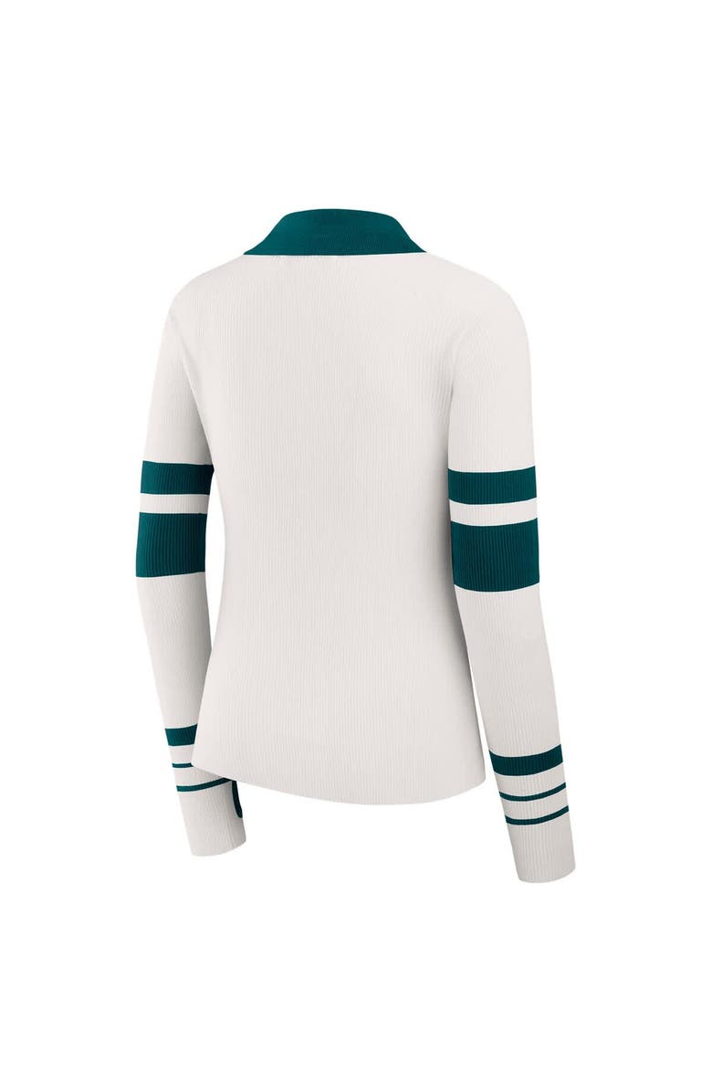 WEAR by Erin Andrews Women
s WEAR by Erin Andrews White Philadelphia Eagles Ribbed Henley Polo Sweater, Alternate, color, White