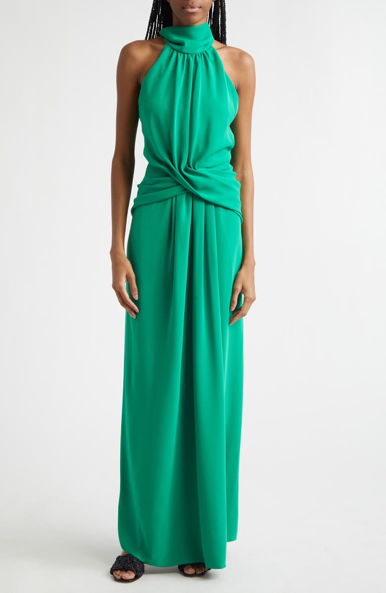Johanna Ortiz Excepcionalidad Crepe Maxi Dress, Main, color, Emerald