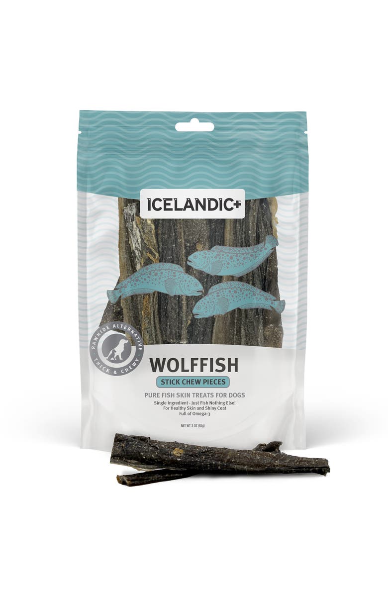 ICELANDIC+ Wolffish Skin Stick Chews Dog Treat 3.0oz Bag, Alternate, color, Multicolored
