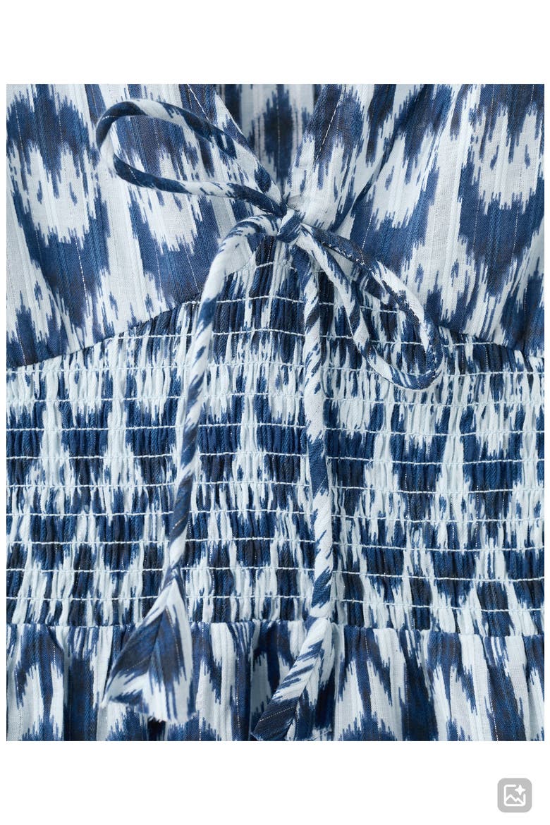 Print Smocked Minidress, Alternate, color, NAVY
