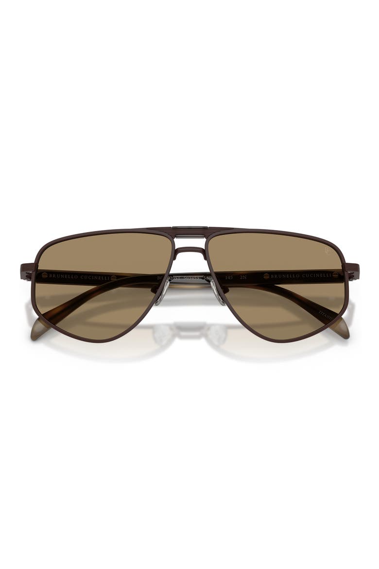 58mm Geometric Pilot Sunglasses, Alternate, color, MATTE CHOCOLATE