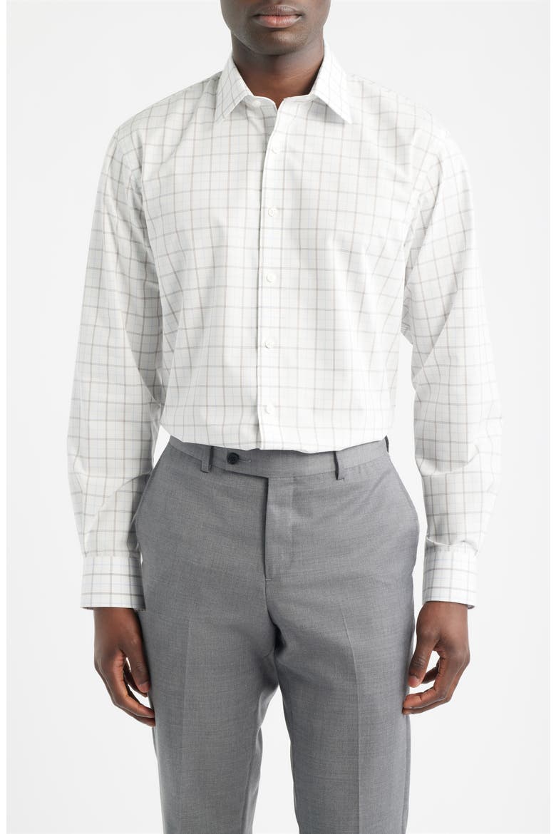 Traditional Fit Check Non-Iron Cotton Dress Shirt, Main, color, BLUE- BROWN WINDFORD PLAID