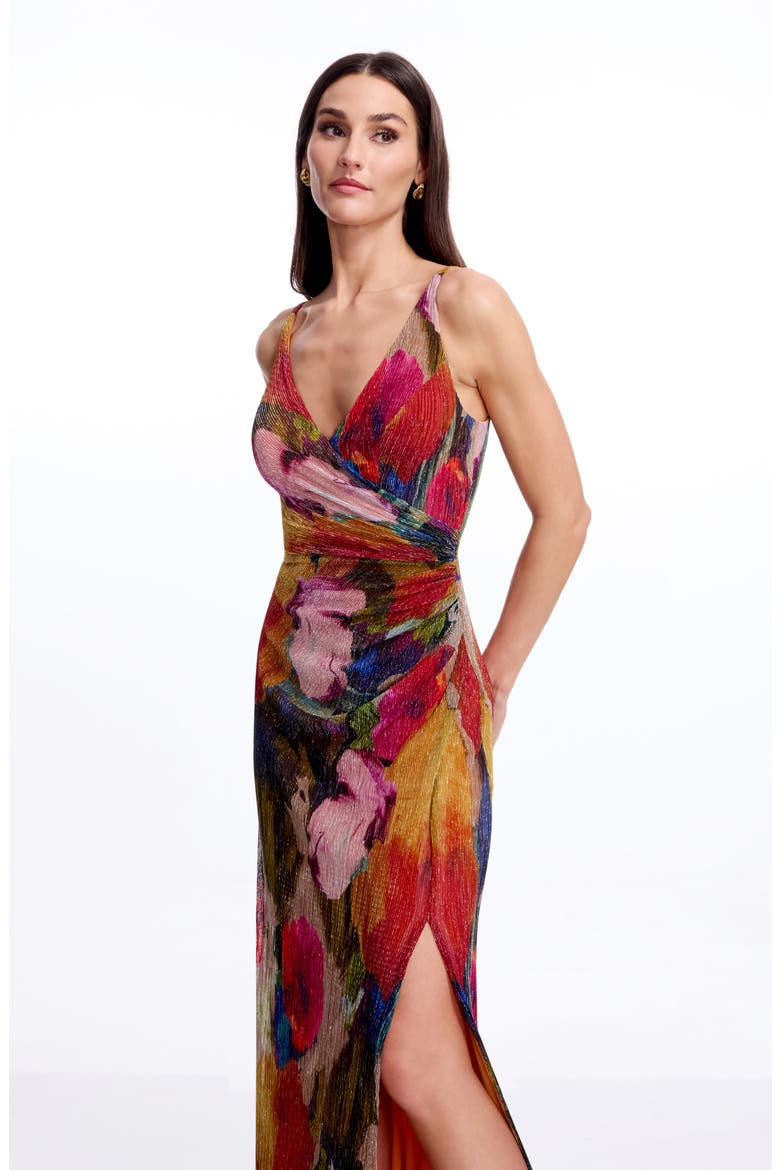 Jordan Floral Metallic Gown, Alternate, color, BRIGHT ROSE MULTI