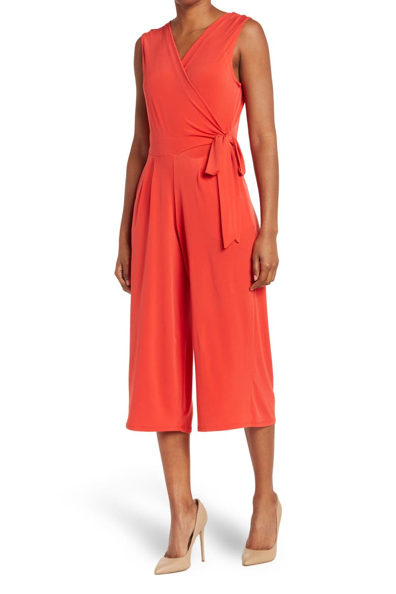 Surplice Wrap Crop Jumpsuit, Main, color, CANDY APPLE