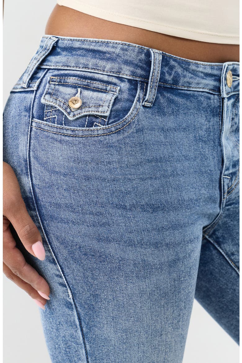 Flare Flap Pocket Capri Jeans, Alternate, color, MEDIUM AVENTURINE BLUE WASH