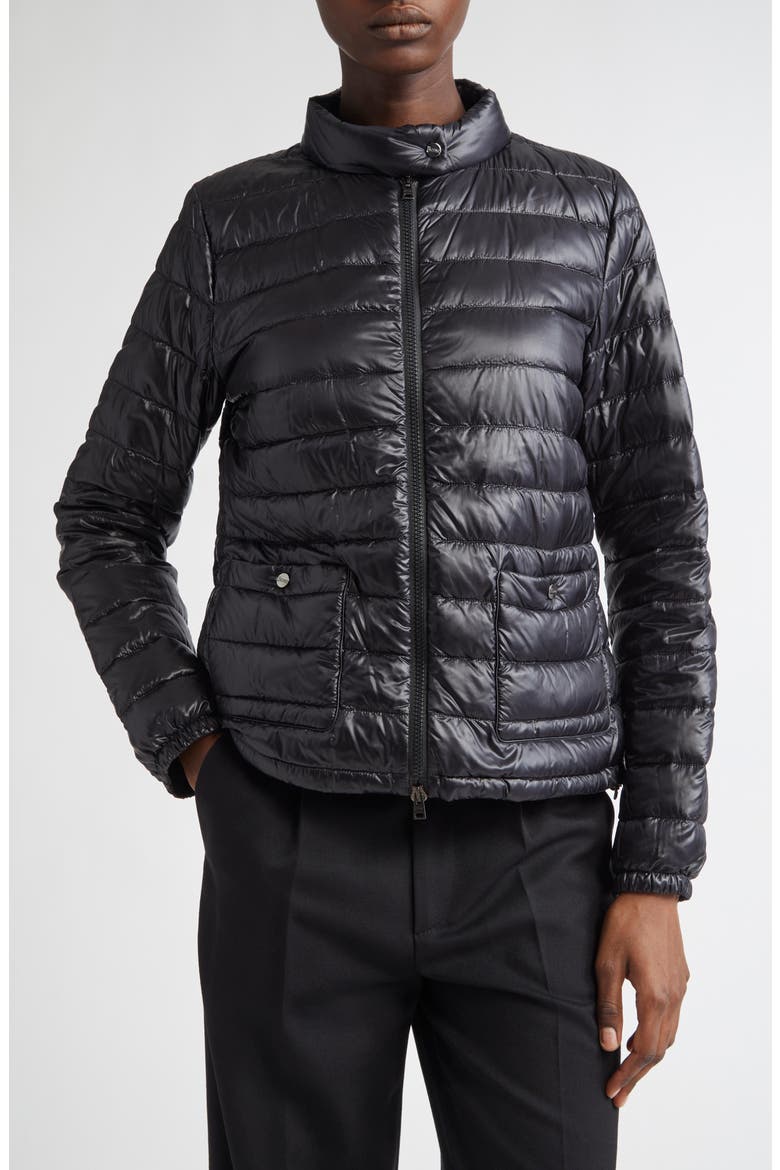 Shiny Down Puffer Jacket, Main, color, BLACK