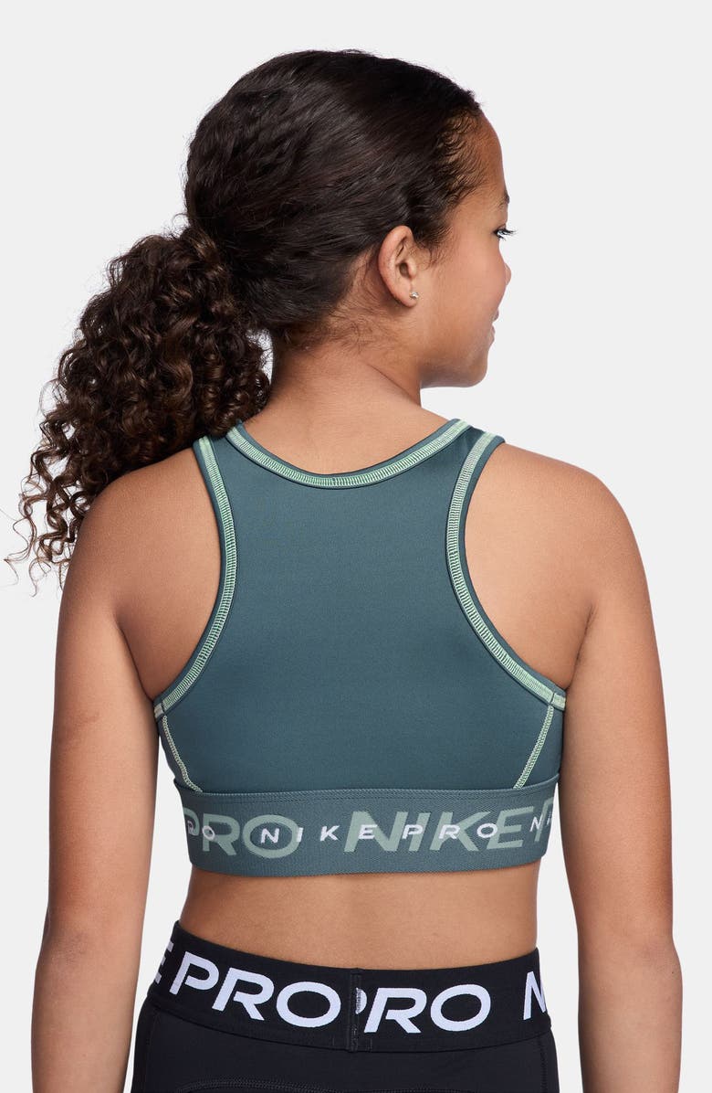 Nike Kids' Pro Swoosh Sports Bra, Alternate, color, Mineral Slate/ Liquid Lime