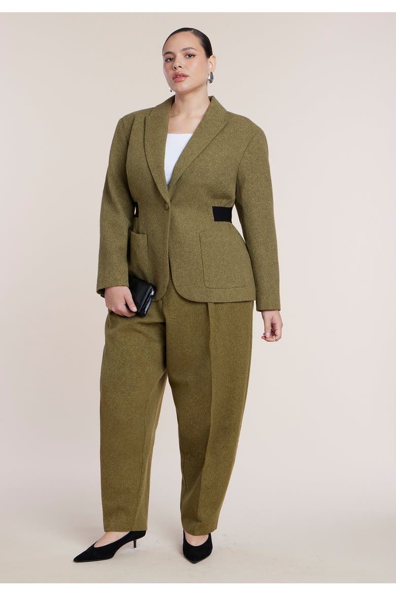 Cinched Elastic Waist Blazer, Alternate, color, AVOCADO