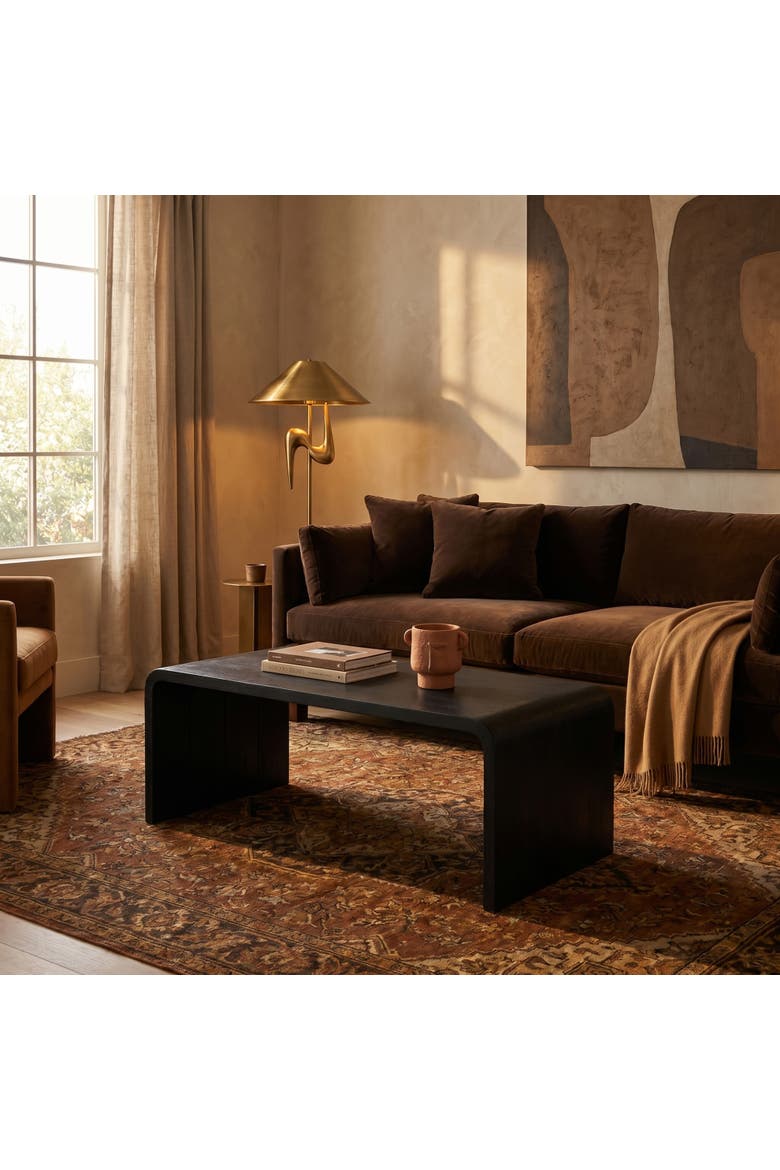 Waterfall Edge Coffee Table, Alternate, color, Black