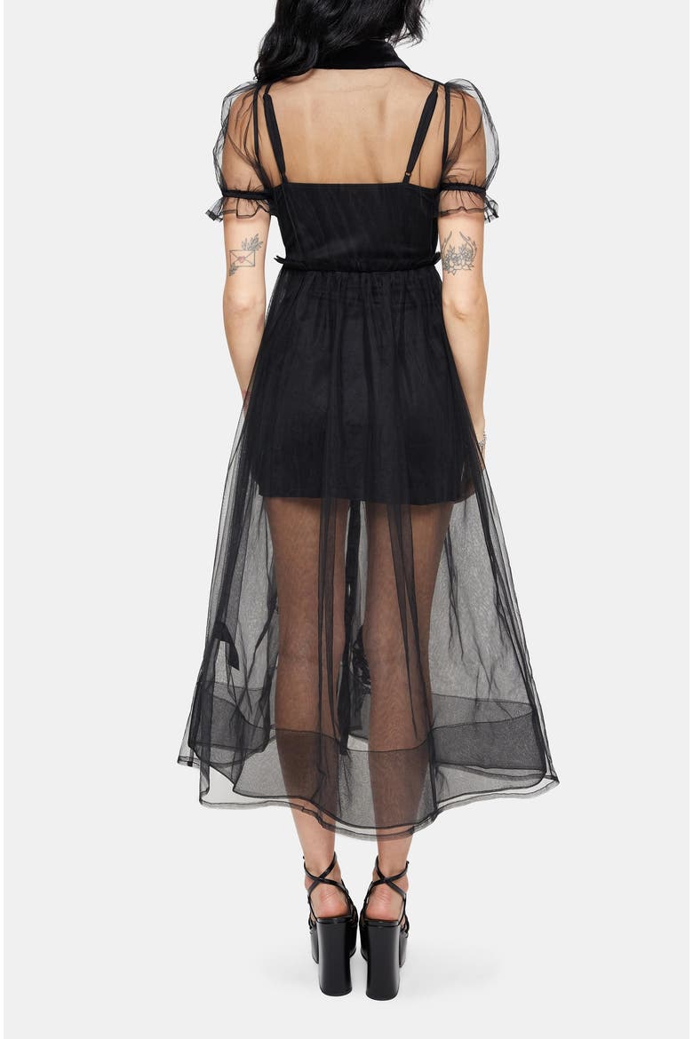 Aria Embroidered Tulle Shirt Dress, Alternate, color, Black