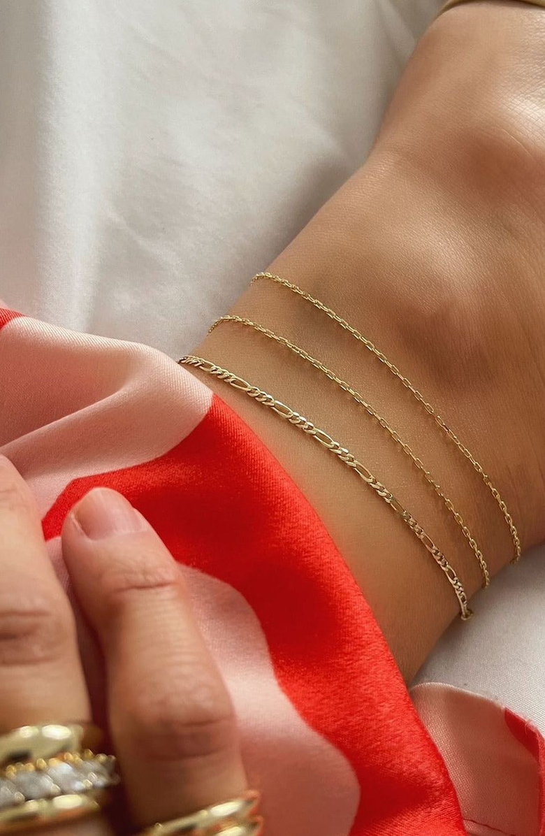 Kinn Kyle Figaro Chain Anklet, Alternate, color, Gold