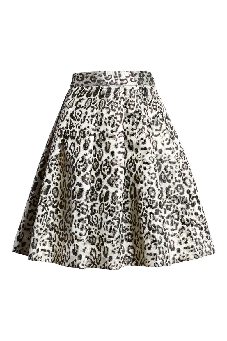Metallic Leopard Jacquard Full Skirt, Alternate, color, TAN METALLIC LEOPARD