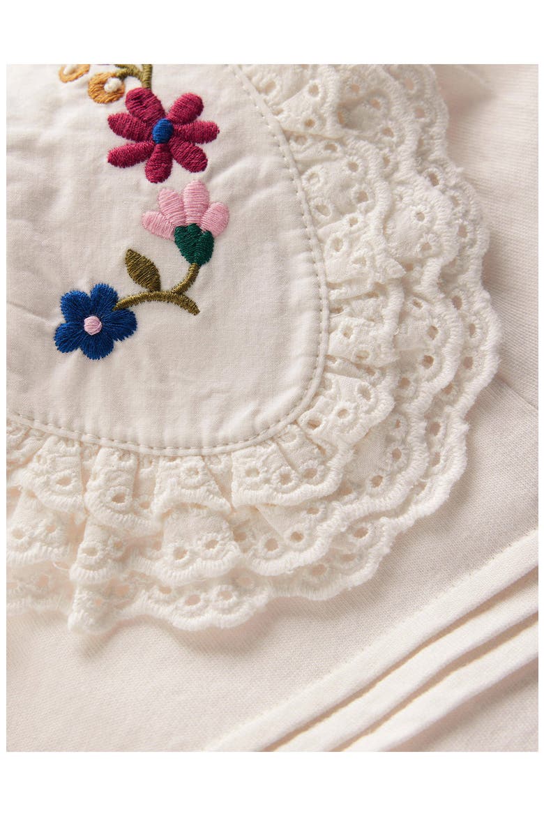 Kids' Embroidered Broderie Collar Cotton Jersey Top, Alternate, color, SOFT IVORY