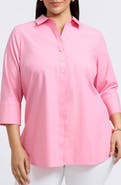Foxcroft Madison Non-Iron Three-Quarter Sleeve Cotton Button-Up Shirt