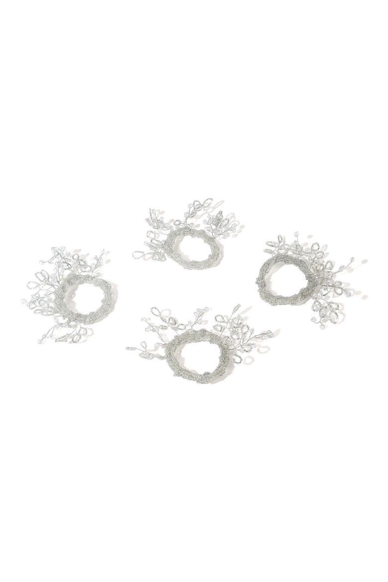 Frosted Briar Set of 4 Napkin Rings, Main, color, SILVER