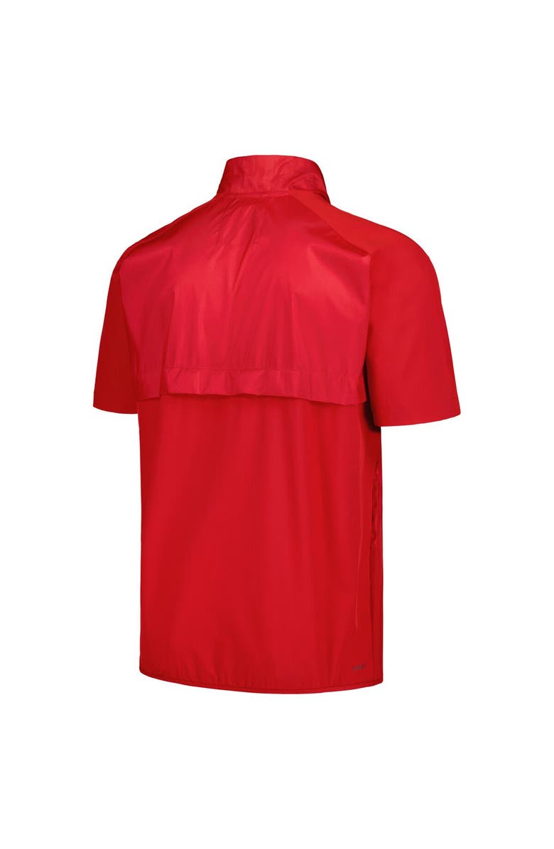 adidas Men's adidas Red Miami University RedHawks Sideline AEROREADY Raglan Short Sleeve Quarter-Zip Jacket, Alternate, color, Red