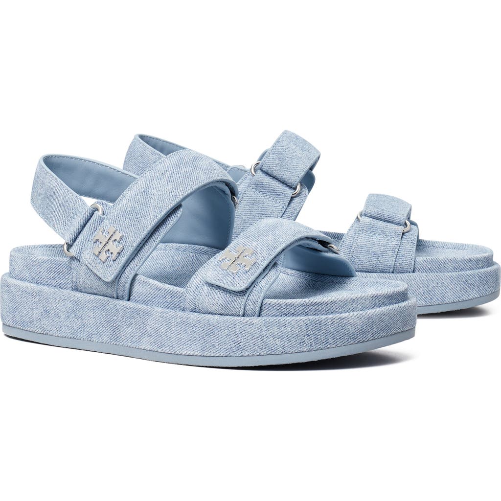 Shop Tory Burch Kira Platform Sport Sandal In Blue Cloud