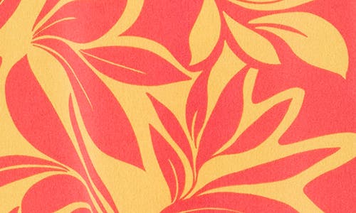 Shop Renee C Print Bubble Hem Satin Top In Orange/yellow