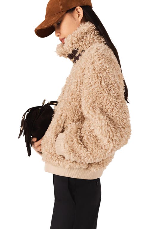 Maje Short Bouclé Jacket In Brown
