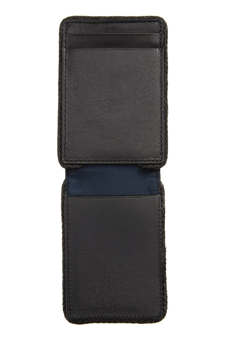 Braided Edge Leather Bifold Wallet, Alternate, color, BLACK