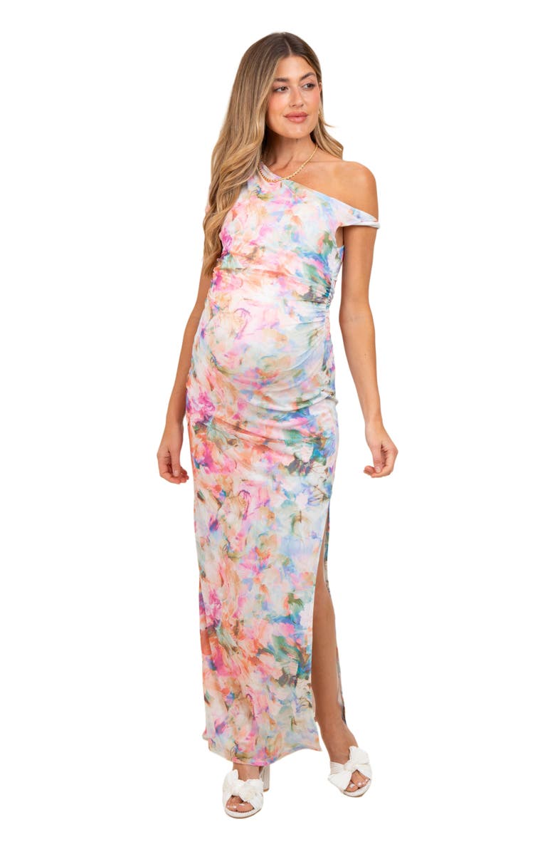 PinkBlush One Shoulder Side Slit Maxi Dress, Alternate, color, 