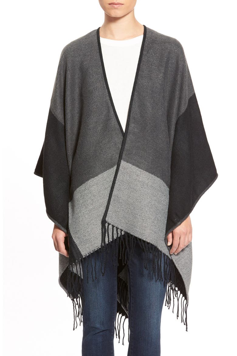 Colorblock Reversible Cape, Alternate, color, BLACK
