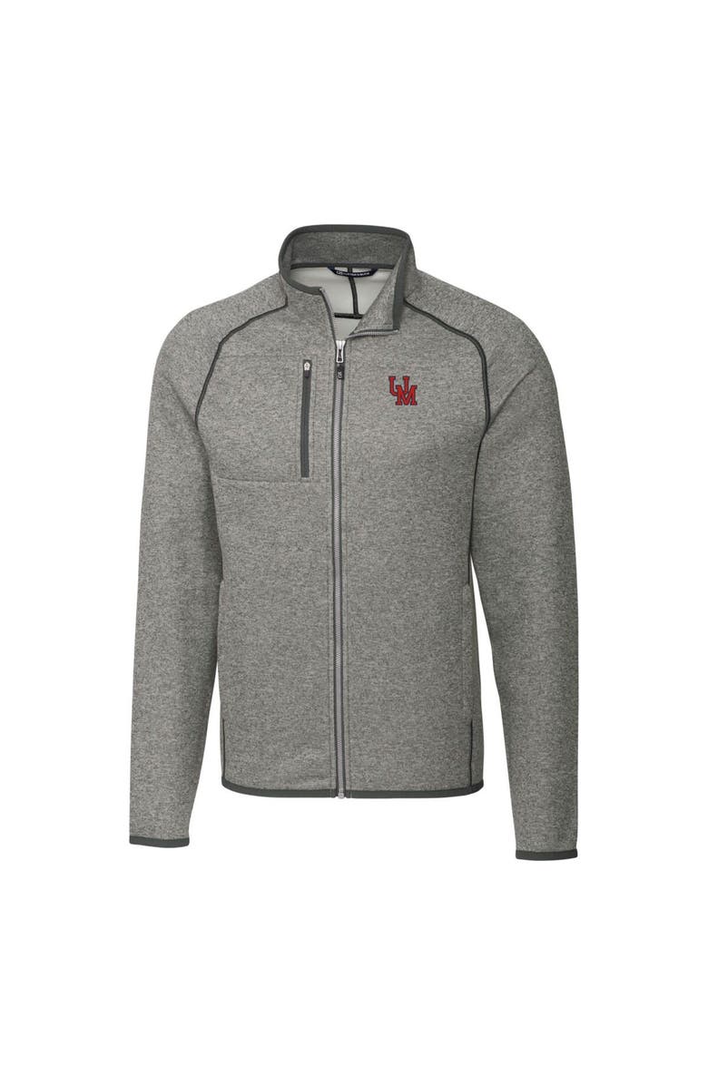 Cutter & Buck Men's Cutter & Buck Heather Gray Ole Miss Rebels Mainsail Sweater-Knit Full-Zip Jacket, Alternate, color, 