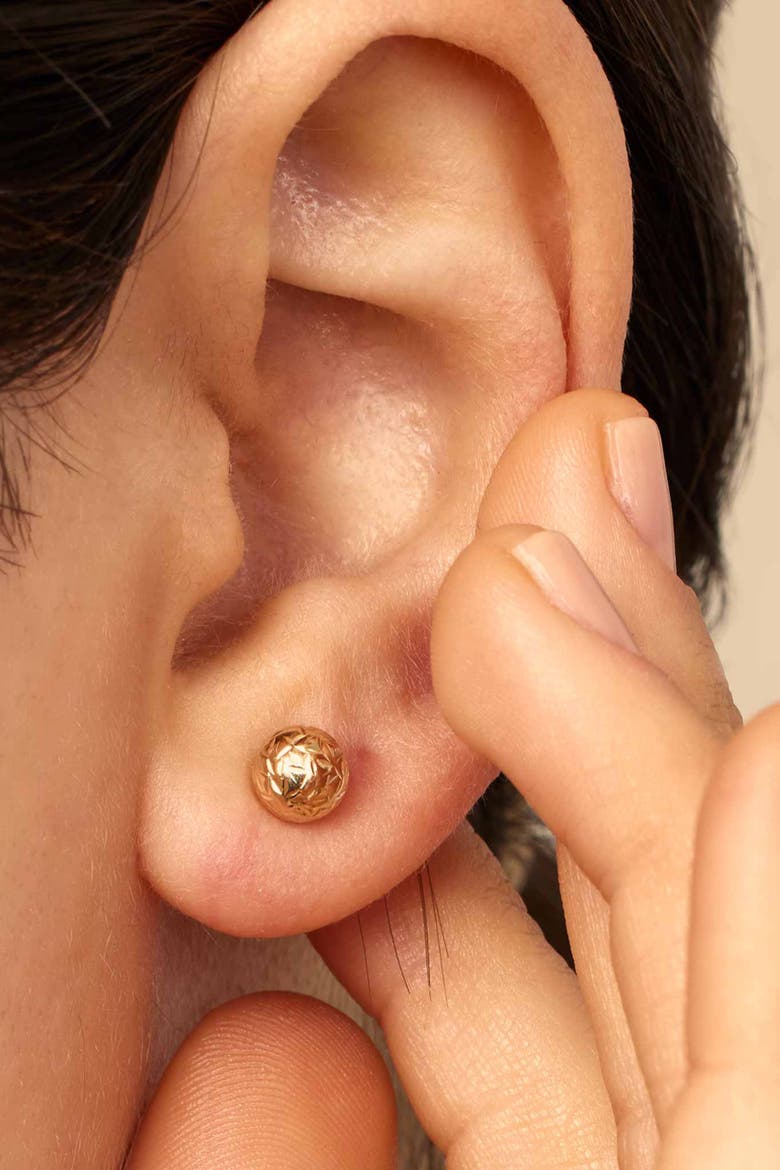 14K Gold Celebration Ball Studs Earrings, Alternate, color, Yellow Gold