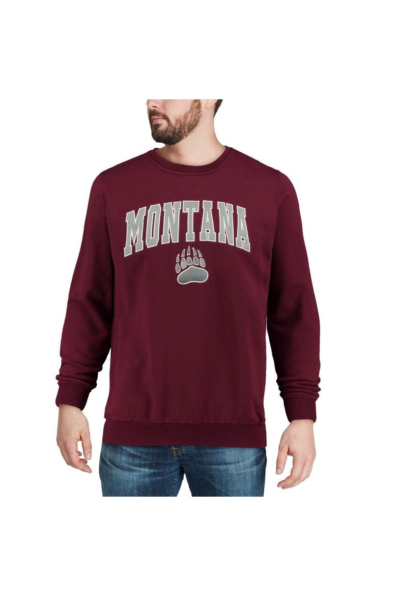 Men's Colosseum Maroon Montana Grizzlies Arch & Logo Crew Neck Sweatshirt, Alternate, color, Maroon