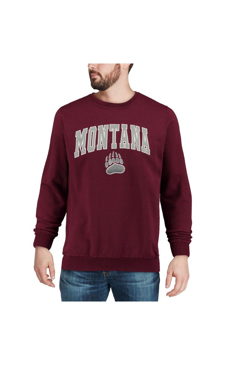COLOSSEUM Men's Colosseum Maroon Montana Grizzlies Arch & Logo Crew Neck Sweatshirt, Alternate, color, Maroon