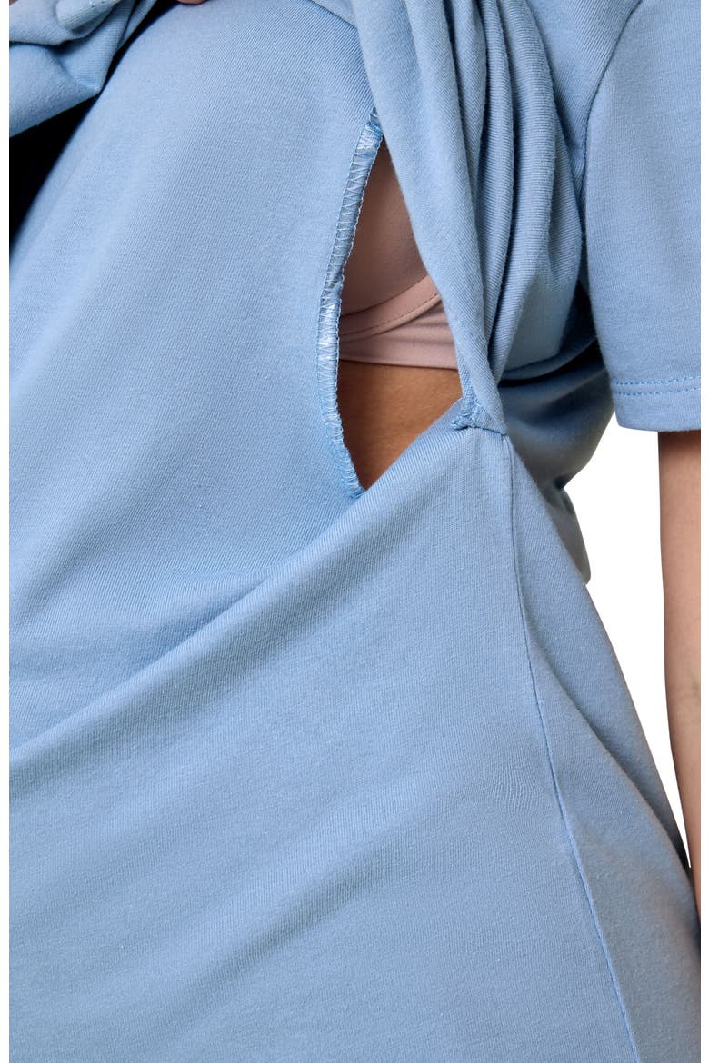 Relaxed Cotton Scoop Neck Maternity & Nursing Tee, Alternate, color, Vintage Blue