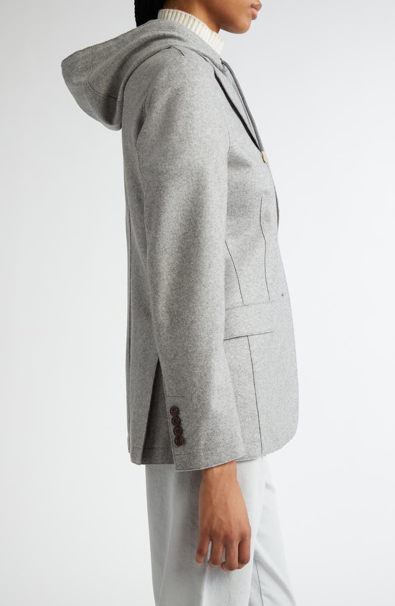 Eleventy Wool Blend Flannel Blazer with Removable Hooded Bib, Alternate, color, Grey