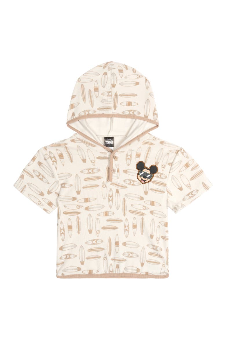 Mickey Mouse Baby Boys' Loungewear 2-Piece Hooded T-Shirt and Shorts Set, Alternate, color, Warm Grey Mickey Mouse