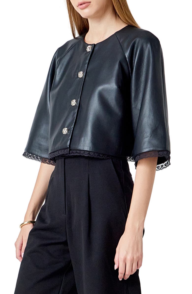 Endless Rose Faux Leather Crop Jacket, Alternate, color,