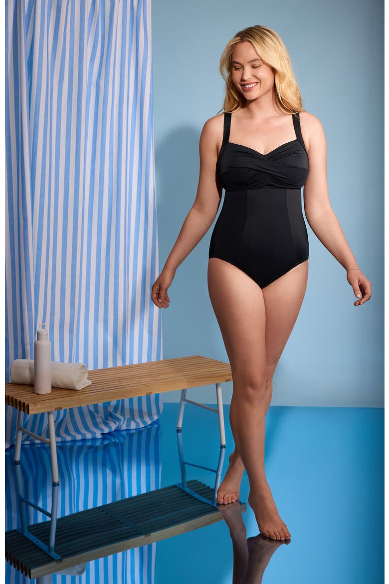 Twist Bra Tank Chlorine Resistant One-Piece Swimsuit, Alternate, color, Black