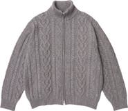 vowels Cable Knit Zip Up