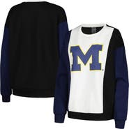 GAMEDAY COUTURE Women's Gameday Couture White/Black Michigan Wolverines Vertical Color-Block Pullover Sweatshirt